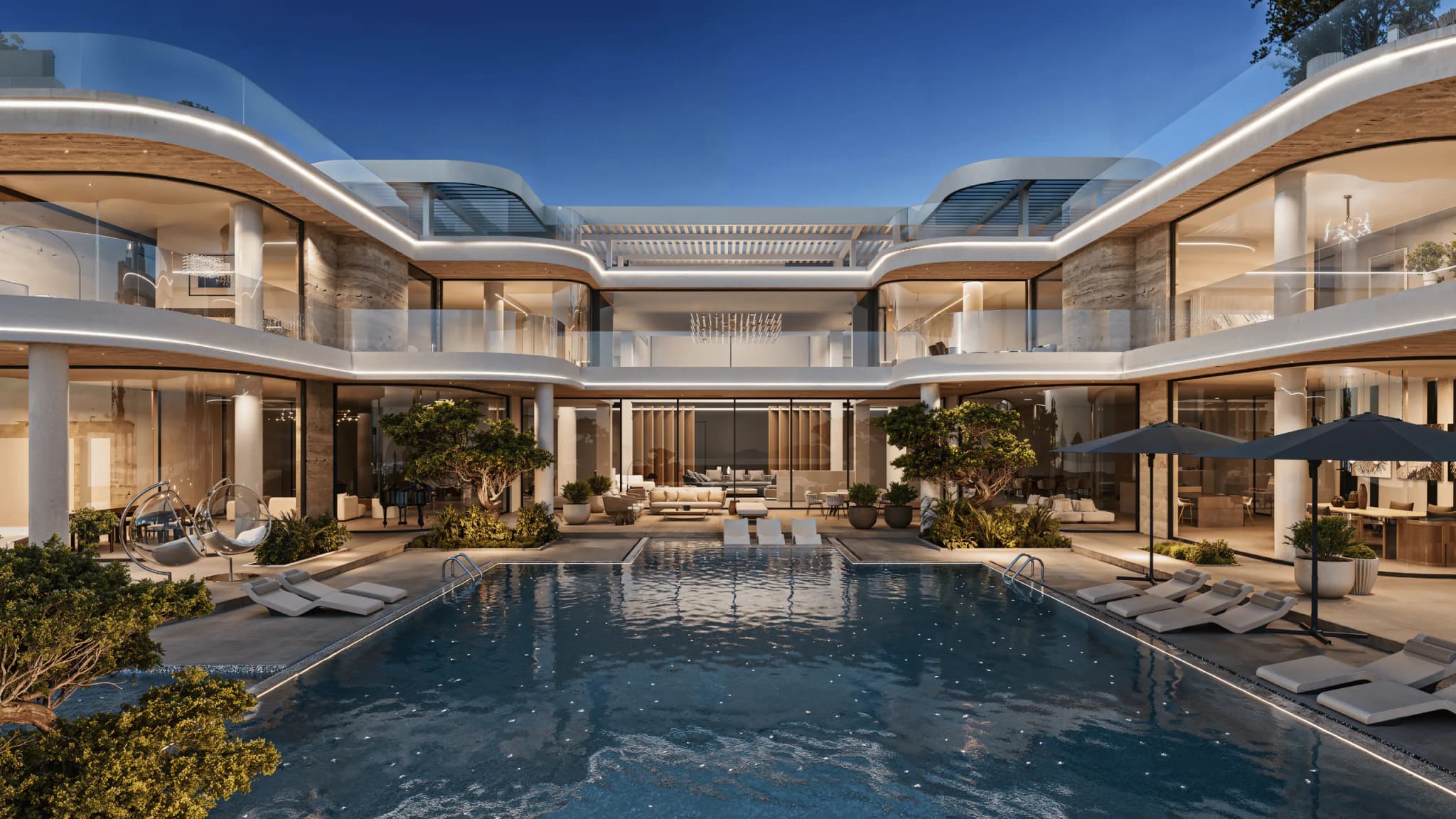 عرض ثلاثي الأبعاد لـ Mansion Arete - M10 في المقاطعة الأولى يعرض العمارة الفاخرة المعاصرة.