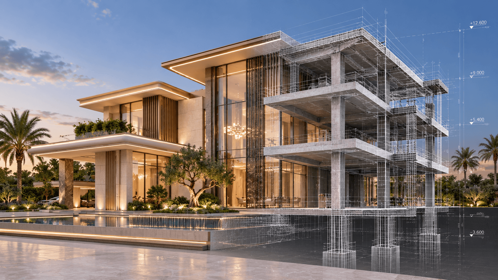 مهندسون يعملون على نماذج BIM 3D التفصيلية لمشروع البناء.