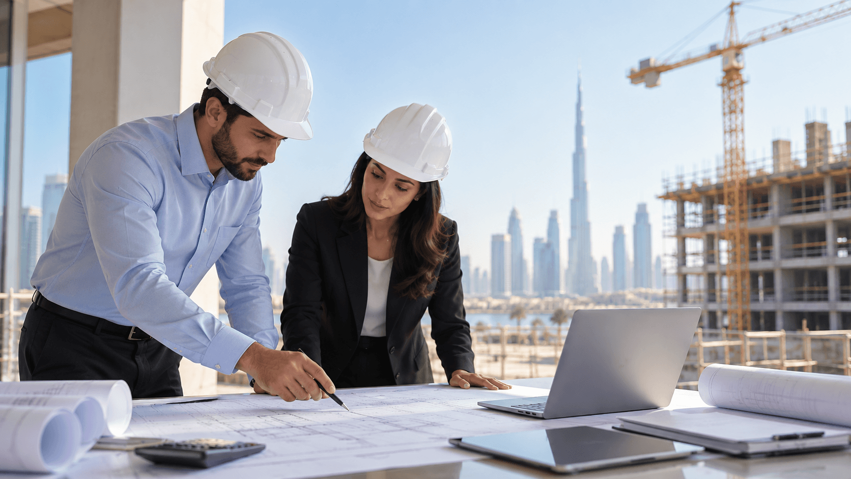 يقوم الاستشاريون بمراجعة عقود البناء وتحليل تقديرات تكلفة المشروع.